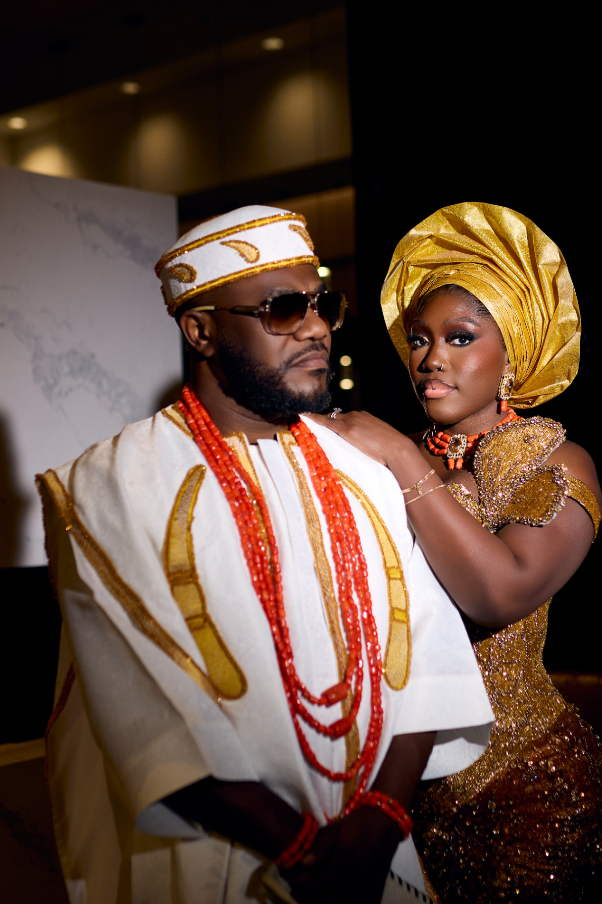 Arinze and Mary in traditional Igbo regalia