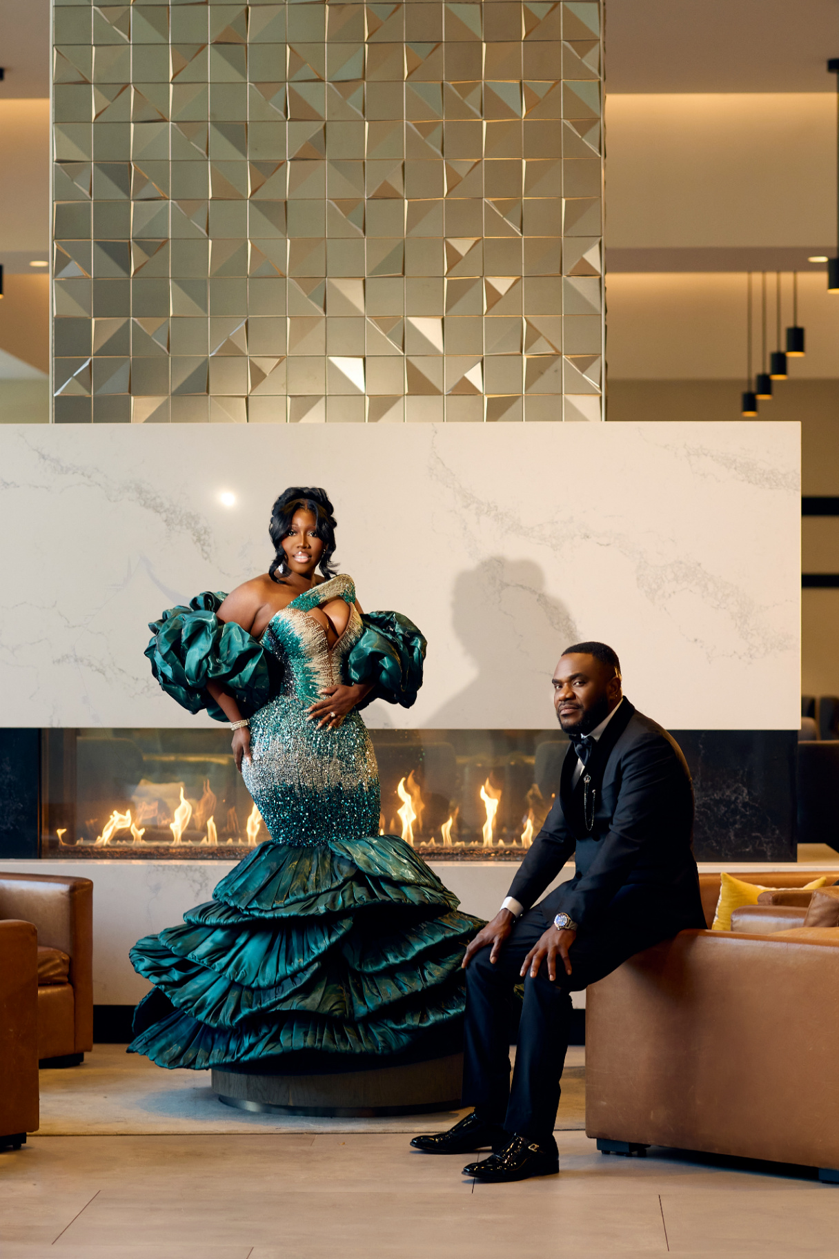 Arinze and Mary dressed elegantly together